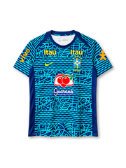 ブラジル代表 2024年 プレマッチトレーニングシャツ(Nike製、ターコイズ×ネイビー、Itaúスポンサー)