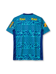 ブラジル代表 2024年 プレマッチトレーニングシャツ(Nike製、ターコイズ×ネイビー、Itaúスポンサー)