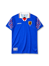 日本代表 1996/97シーズン ホームユニフォーム(adidas製、青地、炎柄、JFAエンブレム)
