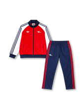 アーセナル 2026年 オリジナルスレトロトラックジャケット&パンツセット(adidas Originals製、赤白ジャケット、紺赤パンツ)