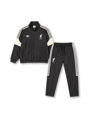 リバプール 2026年 オリジナルスレトロトラックジャケット&パンツセット(adidas Originals製、黒地、クリーム色スリーストライプ)