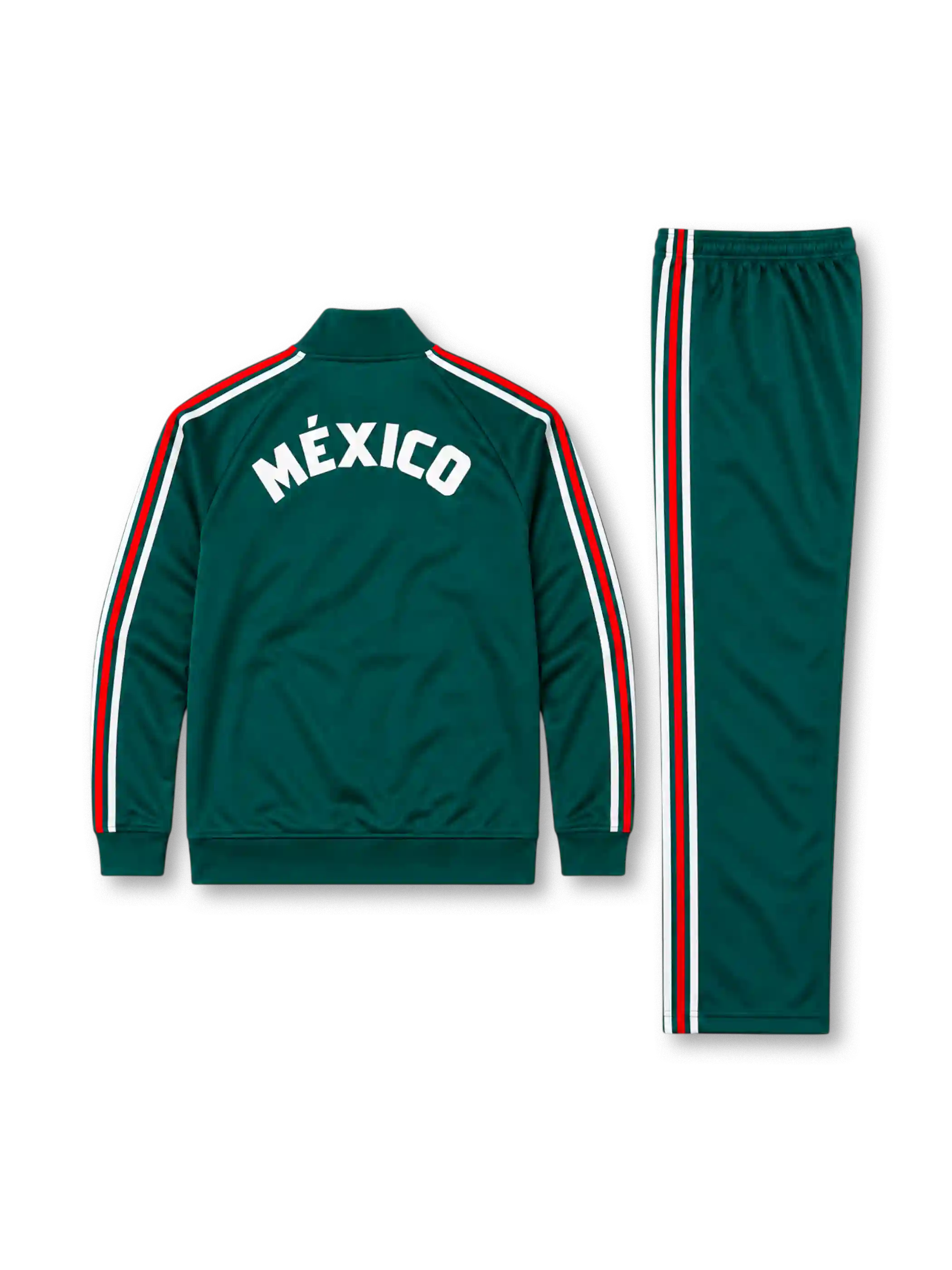 メキシコ代表 2026 ダークグリーン トラックスーツ セットアップ レッド ホワイトライン