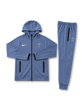 パリ・サンジェルマン 2026-27 グレーブルー フード付きトラックスーツ セットアップ Nikeロゴ