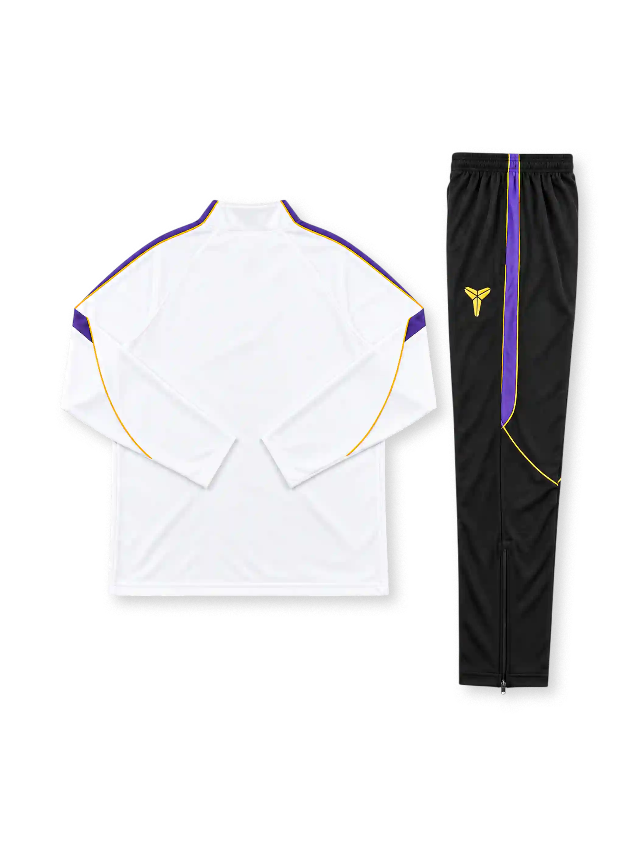 FCバルセロナ 2026-27 ホワイト 長袖ハーフジップ トレーニングトップと黒パンツの上下セット コービー・ブライアントのシースロゴ入り