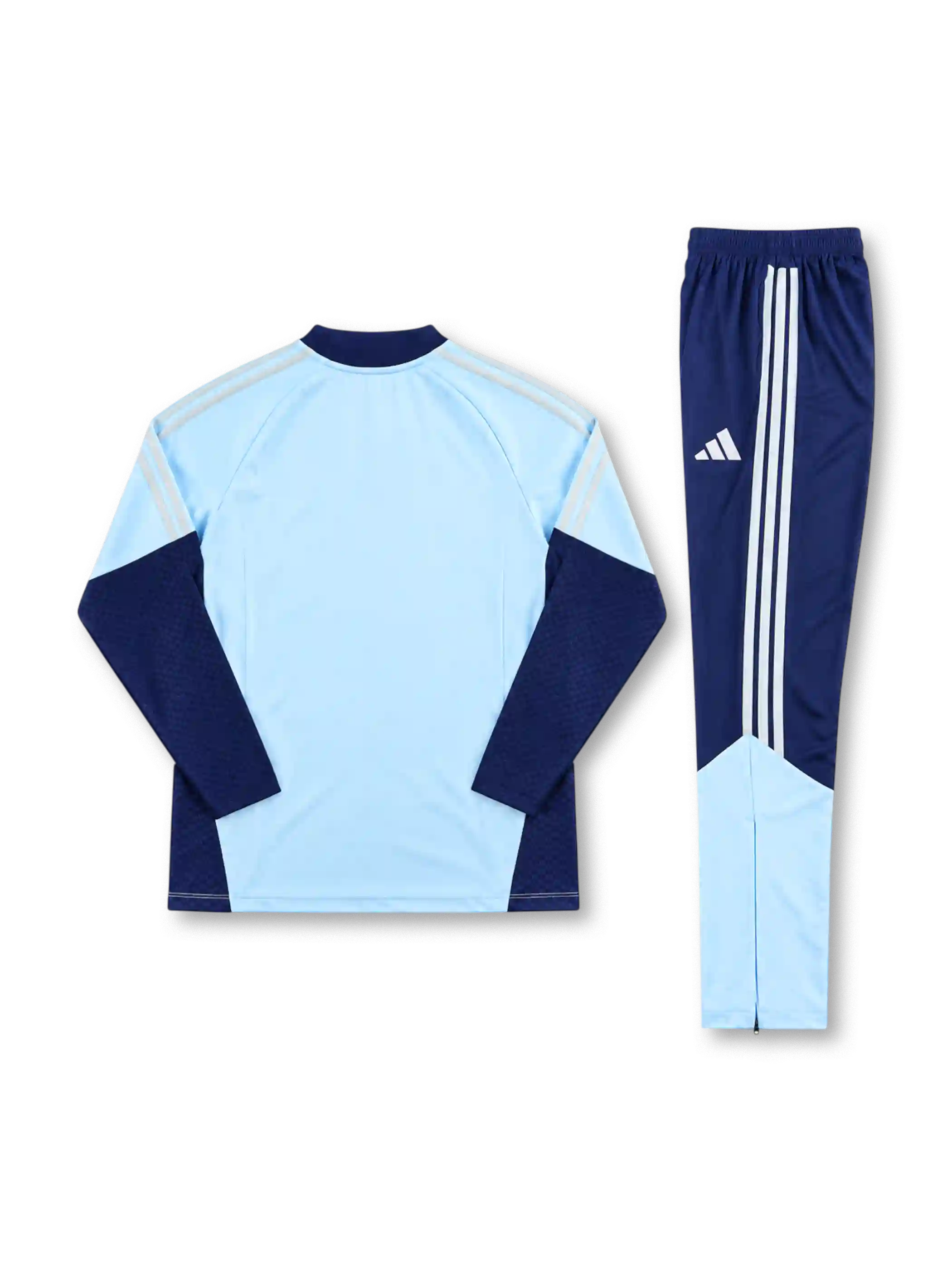 アヤックス 2026-27 ライトブルー 長袖ハーフジップ トレーニングトップと紺パンツの上下セット 円形エンブレム入り