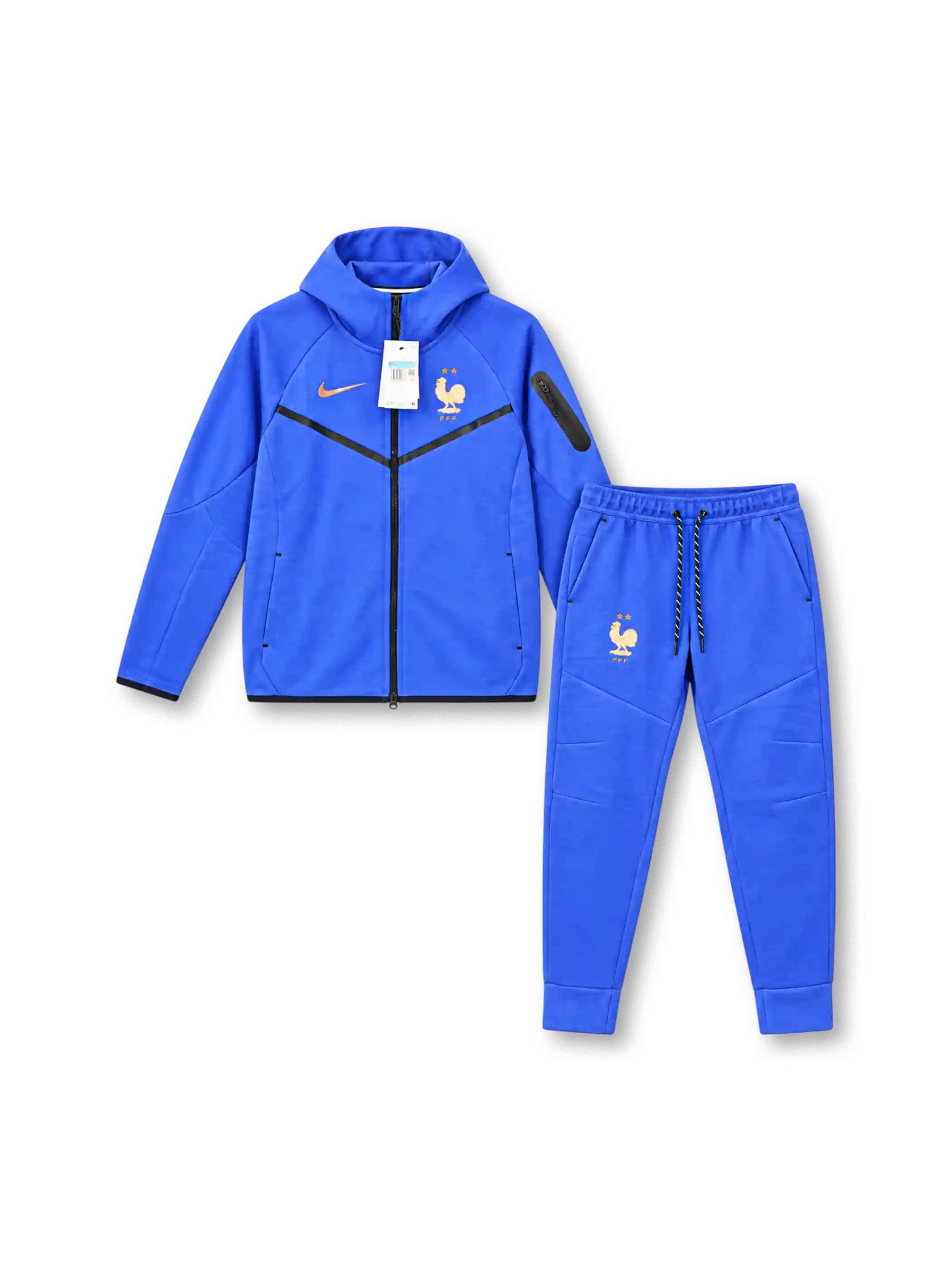 フランス代表 2026年 テックフリースウィンドランナーフーディー&パンツセット(Nike製、青地、FFFエンブレム)