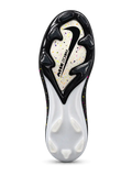 Nike Mercurial/マーキュリアル FG ブラックのサッカースパイク、カラフルなスプラッシュ柄とシルバーのスウッシュ、かかとのMロゴ