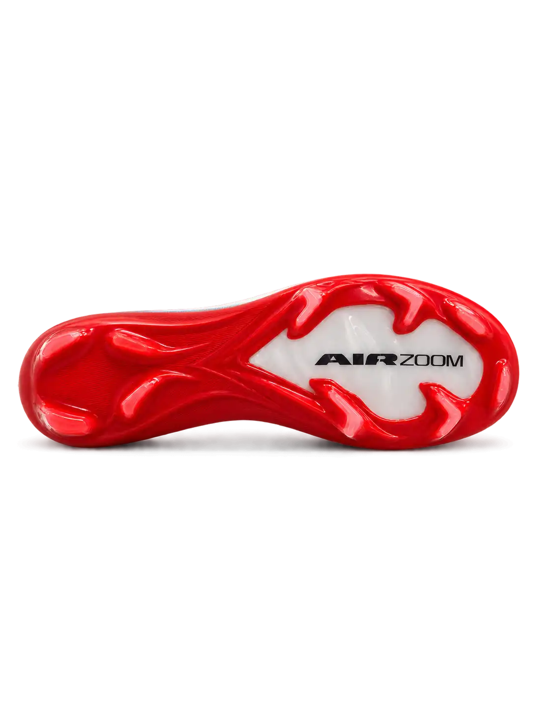 Nike Mercurial/マーキュリアル FG ホワイトのサッカースパイク、ネイビーのスウッシュとレッドのソールプレート