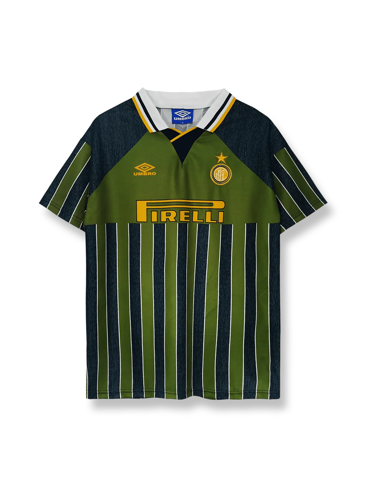 1995/96シーズンのインテルアウェイユニフォーム、ジュゼッペ・ベルゴミ着用のクラシックサッカージャージ