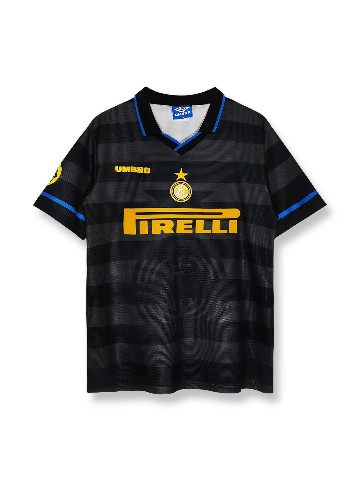 1997/98シーズンのインテルセカンドアウェイユニフォーム、ジュゼッペ・ベルゴミ着用のクラシックサッカージャージ