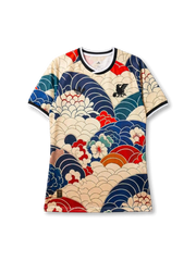日本代表 スペシャルエディション「千層浪花」 Authentic フロント(青海波文様+牡丹・桜・梅花フルプリント+JFA八咫烏エンブレム+adidas Originalsトレフォイル)