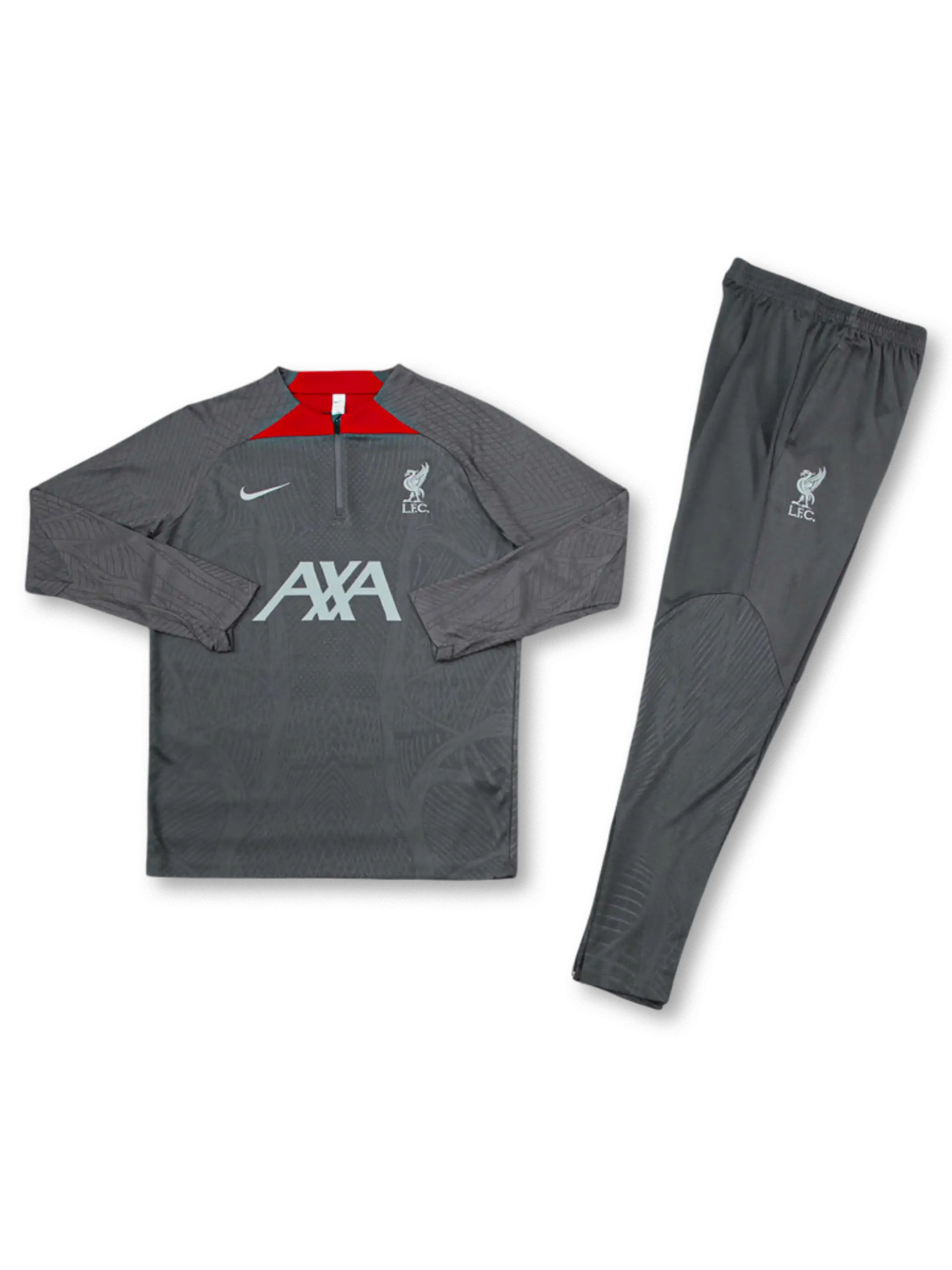リヴァプール 選手仕様 ハーフジップ トレーニングセット 正面(グレー/AXA)