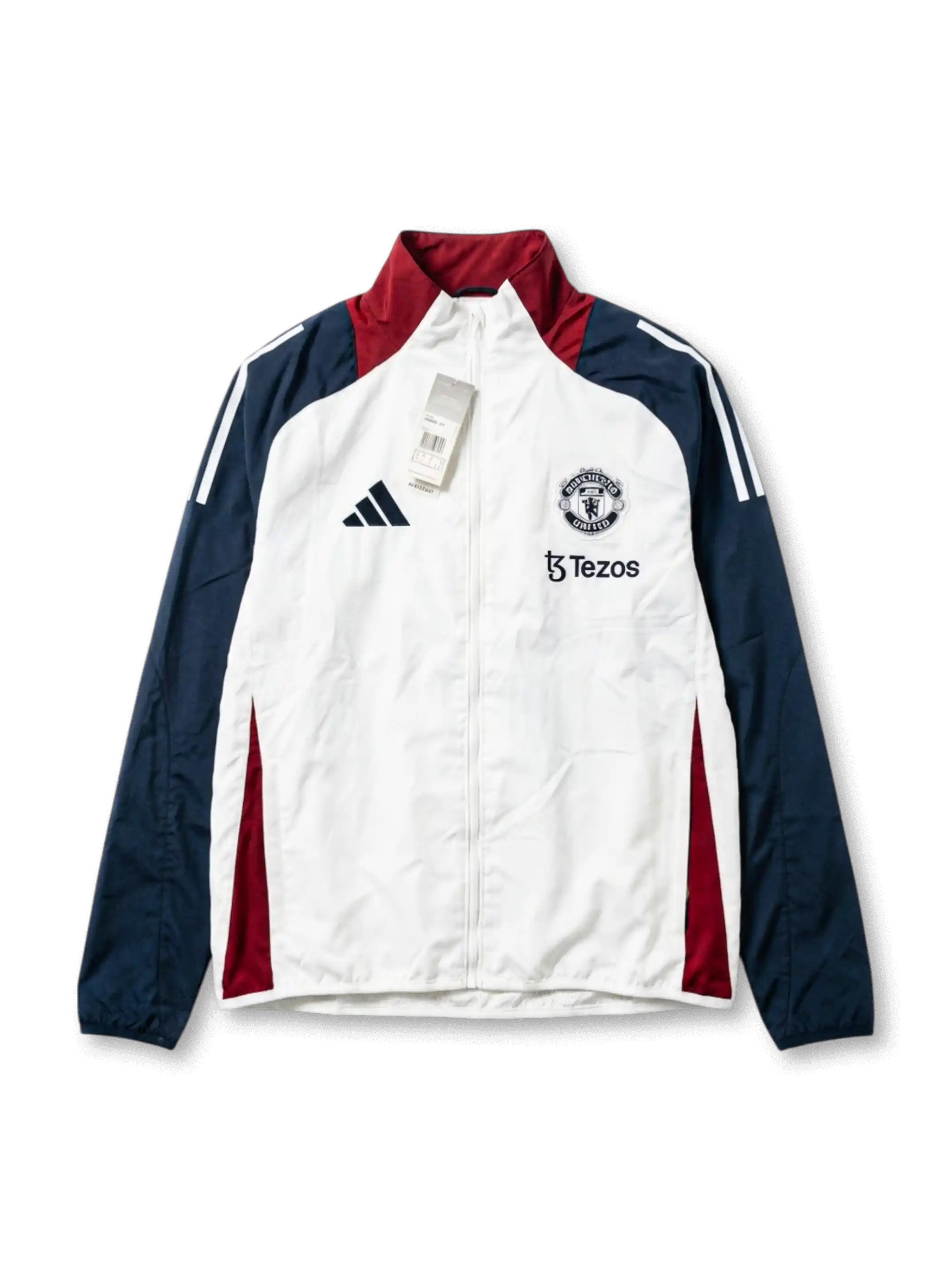 マンチェスター・ユナイテッド トレーニングジャケット ホワイト×ネイビー×バーガンディ フロントデザイン