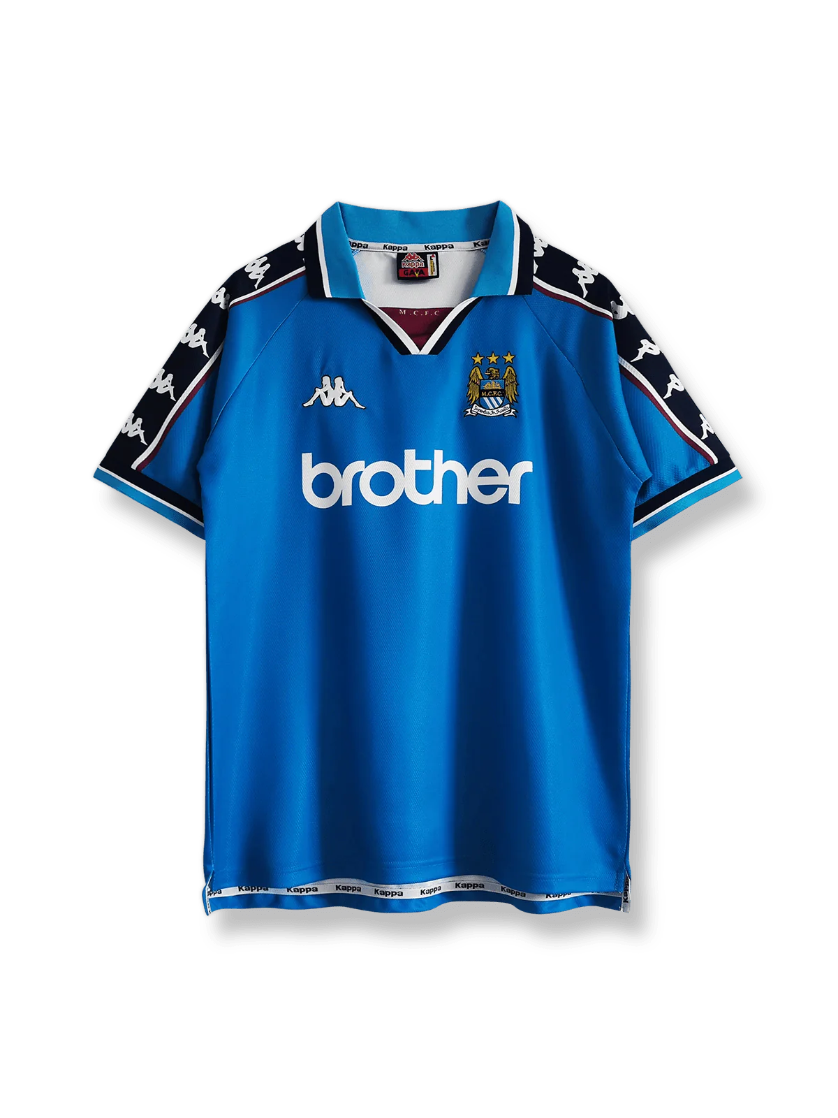 1997/98シーズンのマンチェスター・シティホームユニフォーム、ポール・マクグラス着用のクラシックサッカージャージ