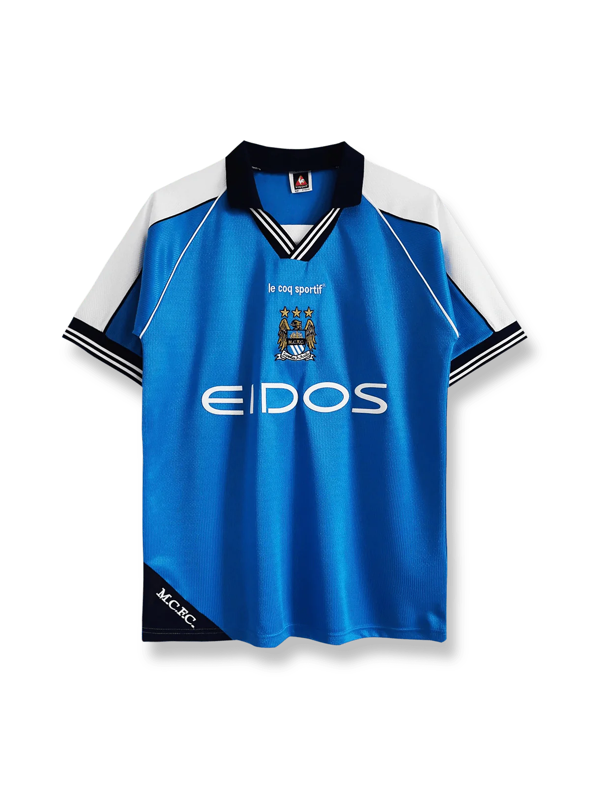 1999/01シーズンのマンチェスター・シティホームユニフォーム、ニール・レノン着用のクラシックサッカージャージ