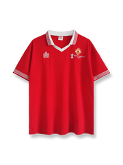 1977シーズンのマンチェスター・ユナイテッドホームユニフォーム、ジョージ・ベスト着用のクラシックサッカージャージ