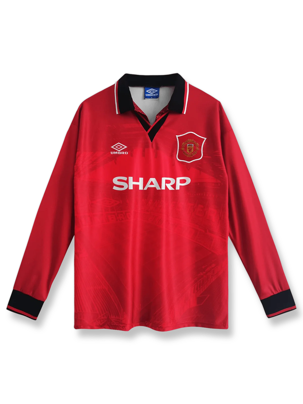 1994/96シーズンのマンチェスター・ユナイテッドホーム長袖ユニフォーム、エリック・カントナ着用のクラシックサッカージャージ