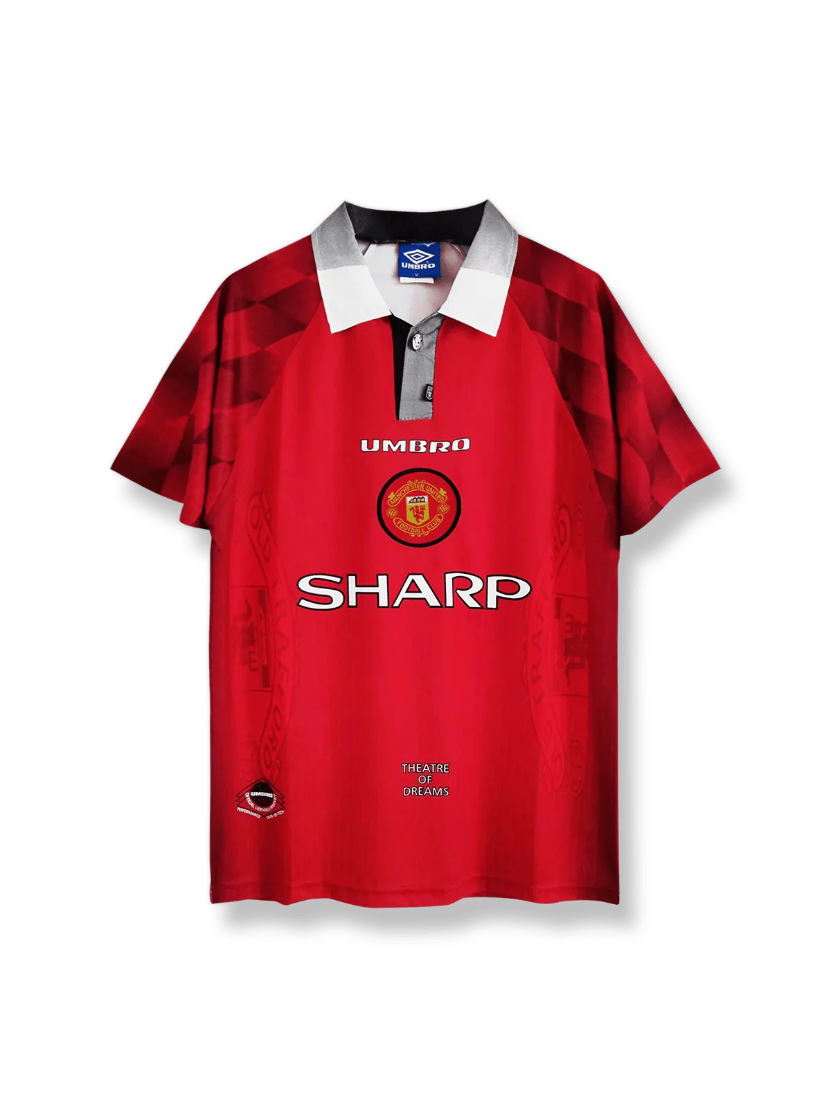 1996/97シーズンのマンチェスター・ユナイテッドホームユニフォーム、エリック・カントナ着用のクラシックサッカージャージ