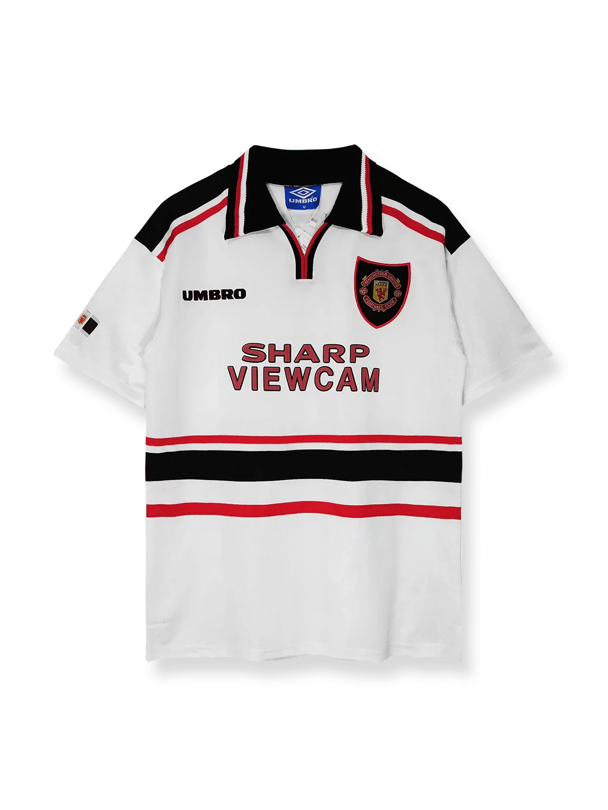 1998/99シーズンのマンチェスター・ユナイテッドアウェイユニフォーム、デイビッド・ベッカム着用のクラシックサッカージャージ