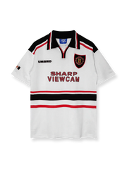 1998/99シーズンのマンチェスター・ユナイテッドアウェイユニフォーム、デイビッド・ベッカム着用のクラシックサッカージャージ