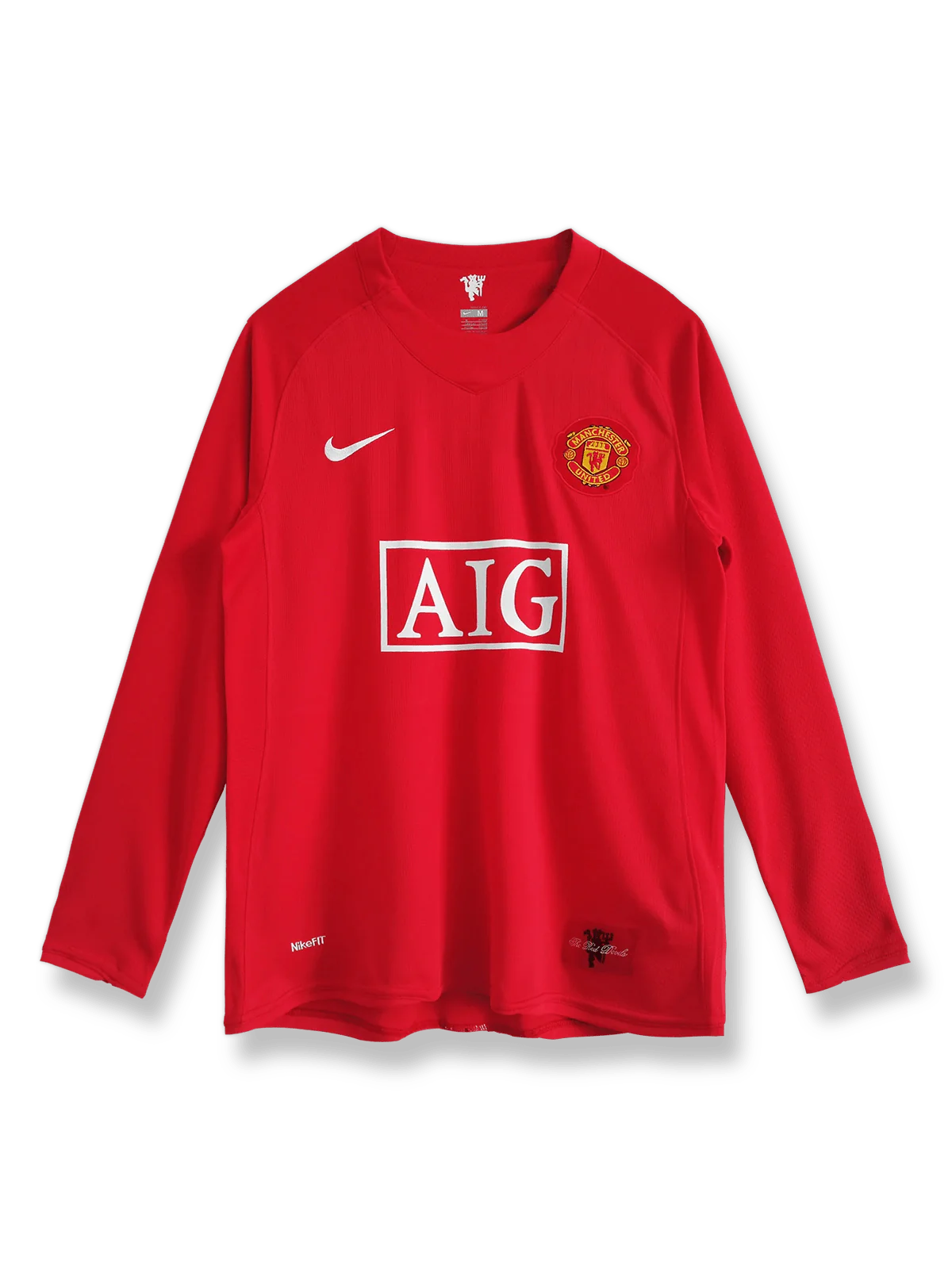 2007/08シーズンのマンチェスター・ユナイテッドホーム長袖ユニフォーム、クリスティアーノ・ロナウド着用のクラシックサッカージャージ