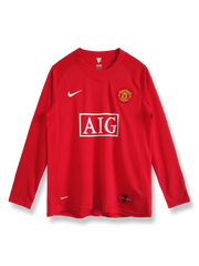 2007/08シーズンのマンチェスター・ユナイテッドホーム長袖ユニフォーム、クリスティアーノ・ロナウド着用のクラシックサッカージャージ