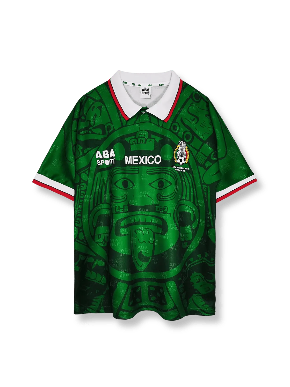 1998シーズンのメキシコ代表ホームユニフォーム、ルイス・エルナンデス・ラファエル・マルケス着用、伝統的な緑基調のデザイン