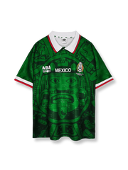 1998シーズンのメキシコ代表ホームユニフォーム、ルイス・エルナンデス・ラファエル・マルケス着用、伝統的な緑基調のデザイン