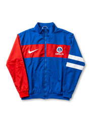 パリ・サンジェルマン Nike ヴィンテージトラックジャケット ロイヤルブルー/レッド 前面 — Opelスポンサーロゴと旧PSGエンブレムを配した1990年代実物ヴィンテージ