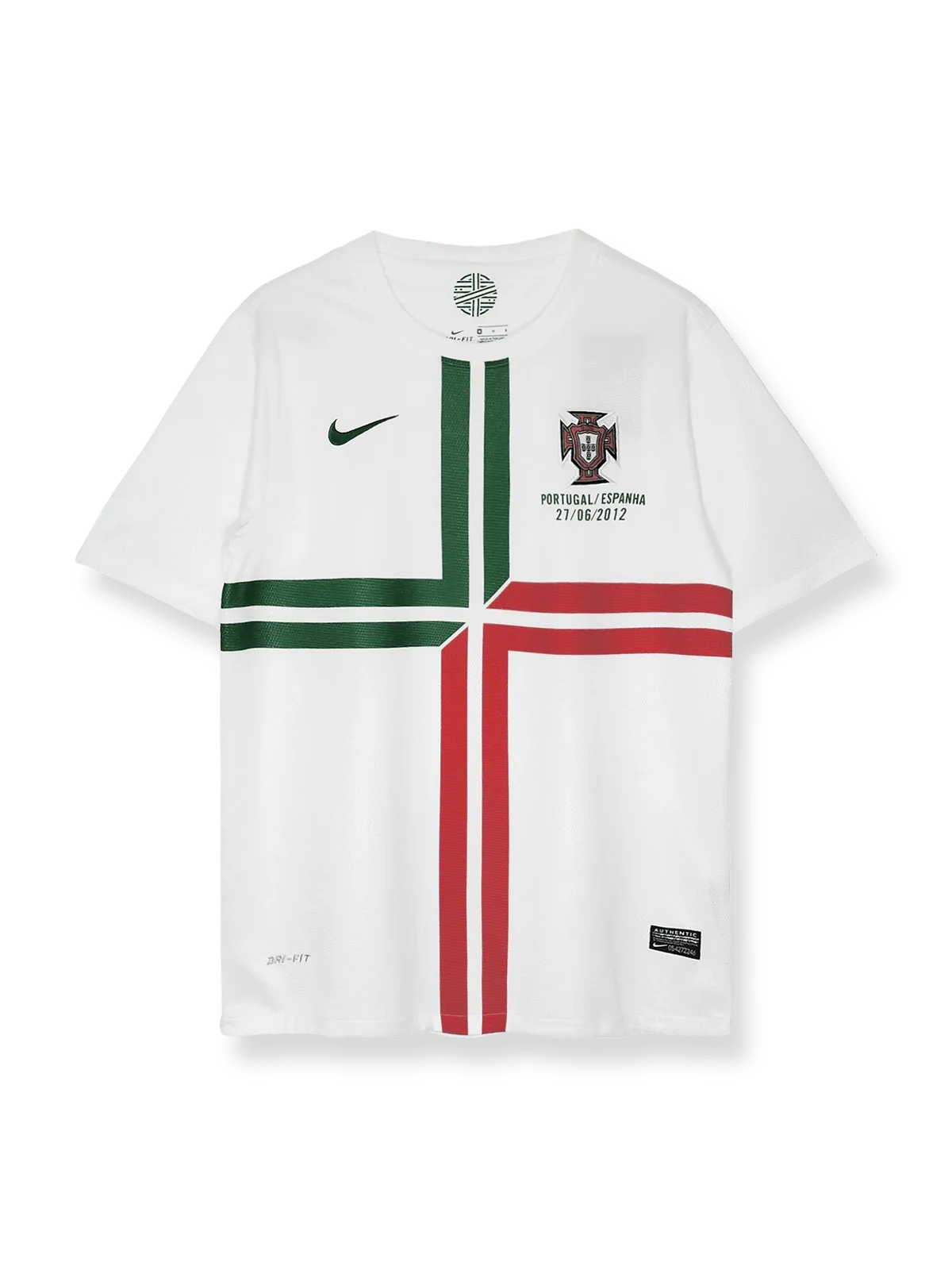 2012-13シーズンのポルトガル代表アウェイユニフォーム、クリスティアーノ・ロナウド・ペペ着用、白基調のモダンデザイン