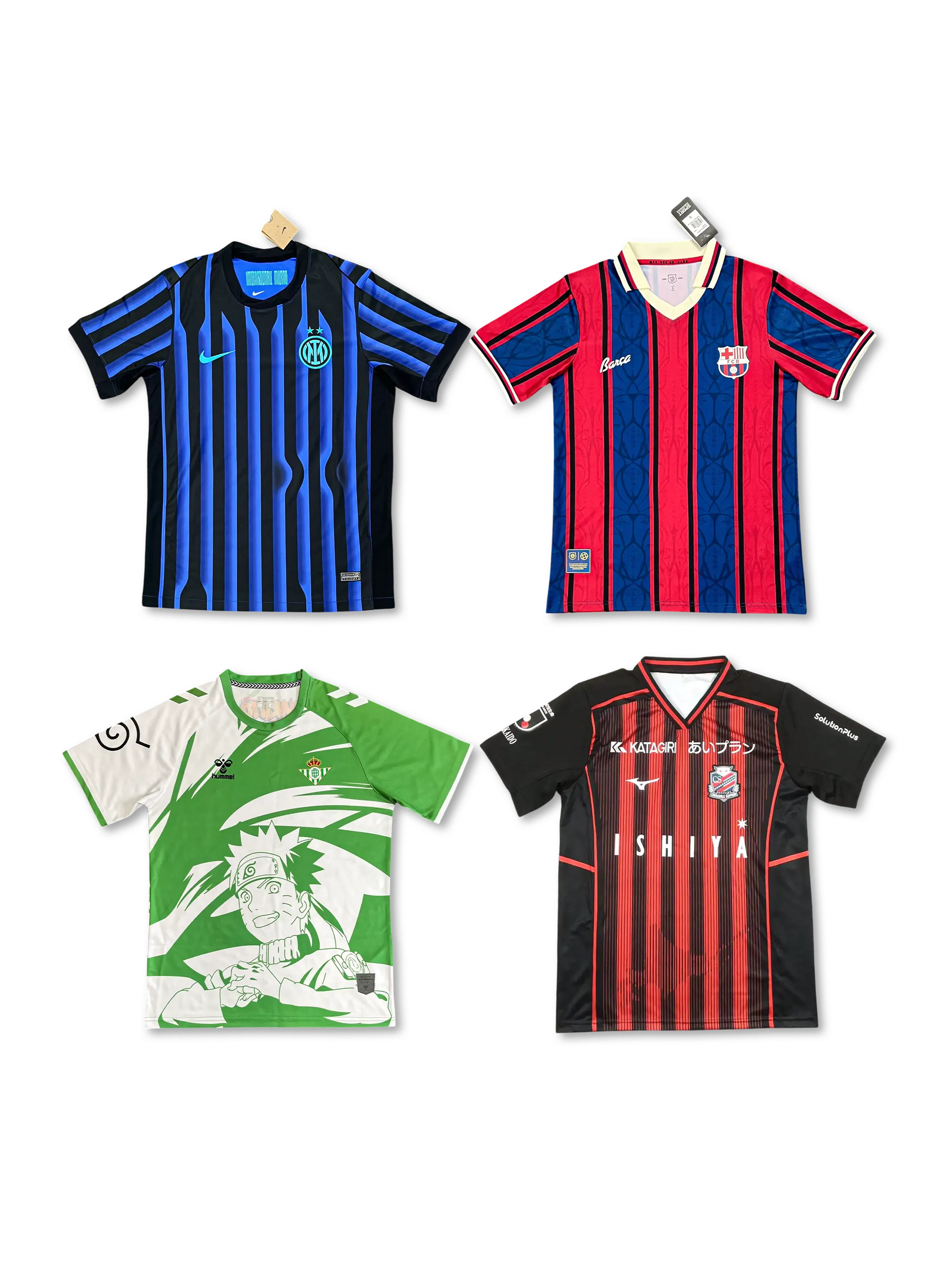ランダムフットボールジャージ福袋 無地ユニフォーム4枚セット, vintage football shirt bundle