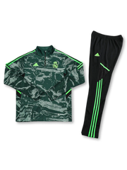 レアル・マドリード UCL仕様 ハーフジップ トレーニングセット 正面(グリーンカモ/ネオンライン)