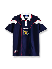 1996-98シーズンのスコットランド代表ホームユニフォーム、バリー・ファーガソン・ジョン・コール着用、伝統的なダークブルーのデザイン