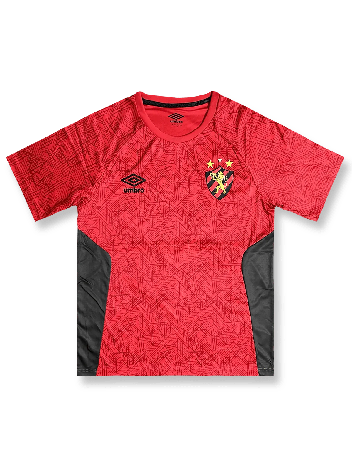 2024/25シーズンのスポルチ・レシフェ トレーニングウェア、赤と黒のストライプデザイン