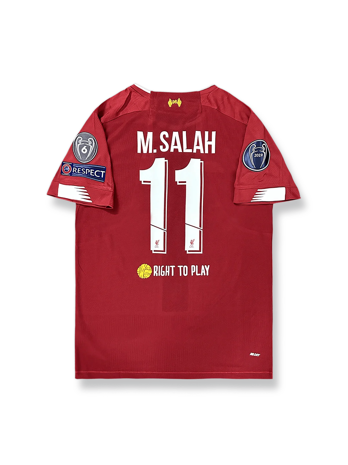 2019-20シーズンUEFAチャンピオンズリーグリヴァプールホームユニフォーム モハメド・サラー 背番号11 レッド 白アクセント クラブエンブレム刺繍