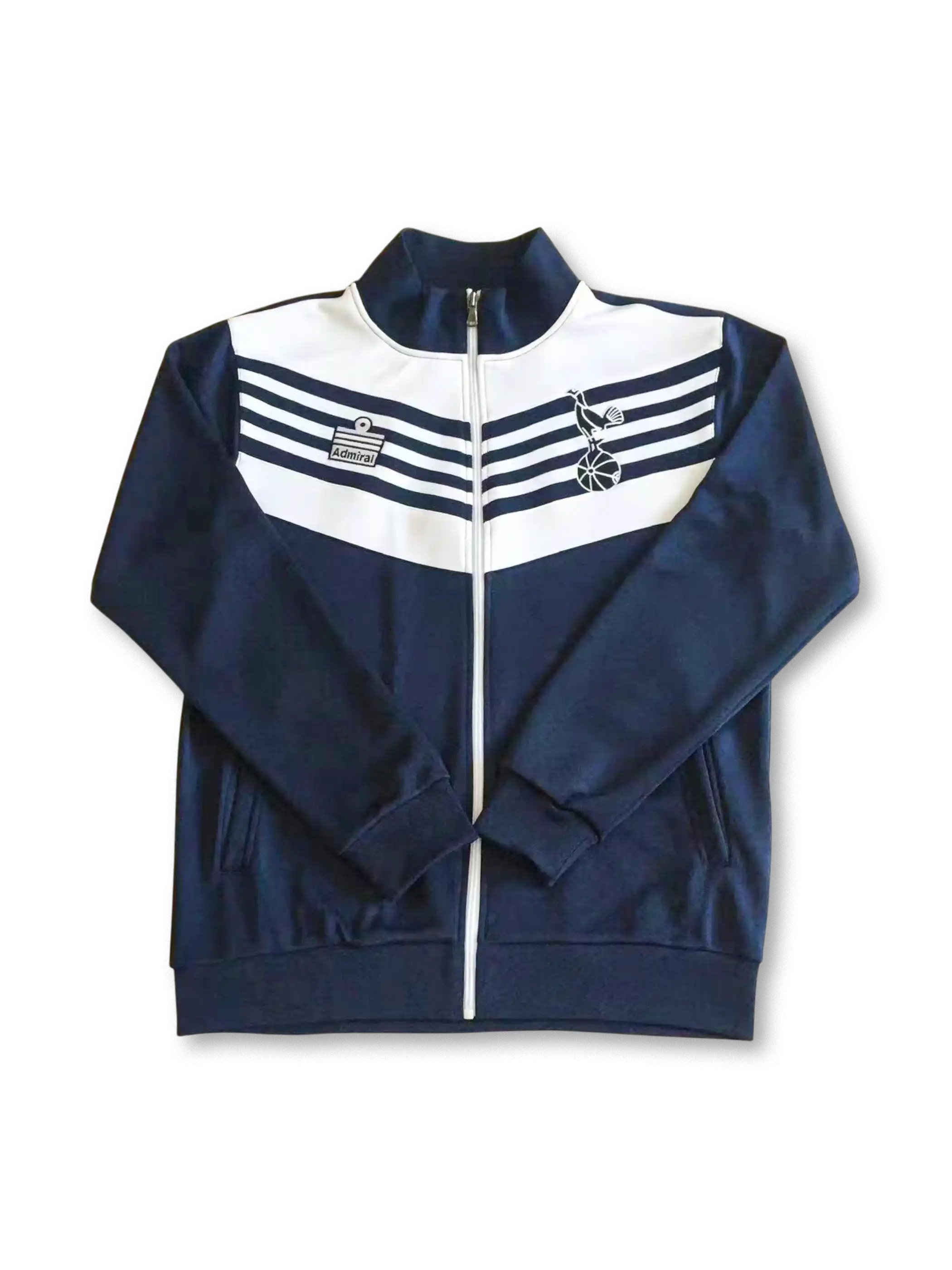 1978年トッテナム・ホットスパー トラックジャケット 正面、ネイビー×ホワイト Admiralロゴ