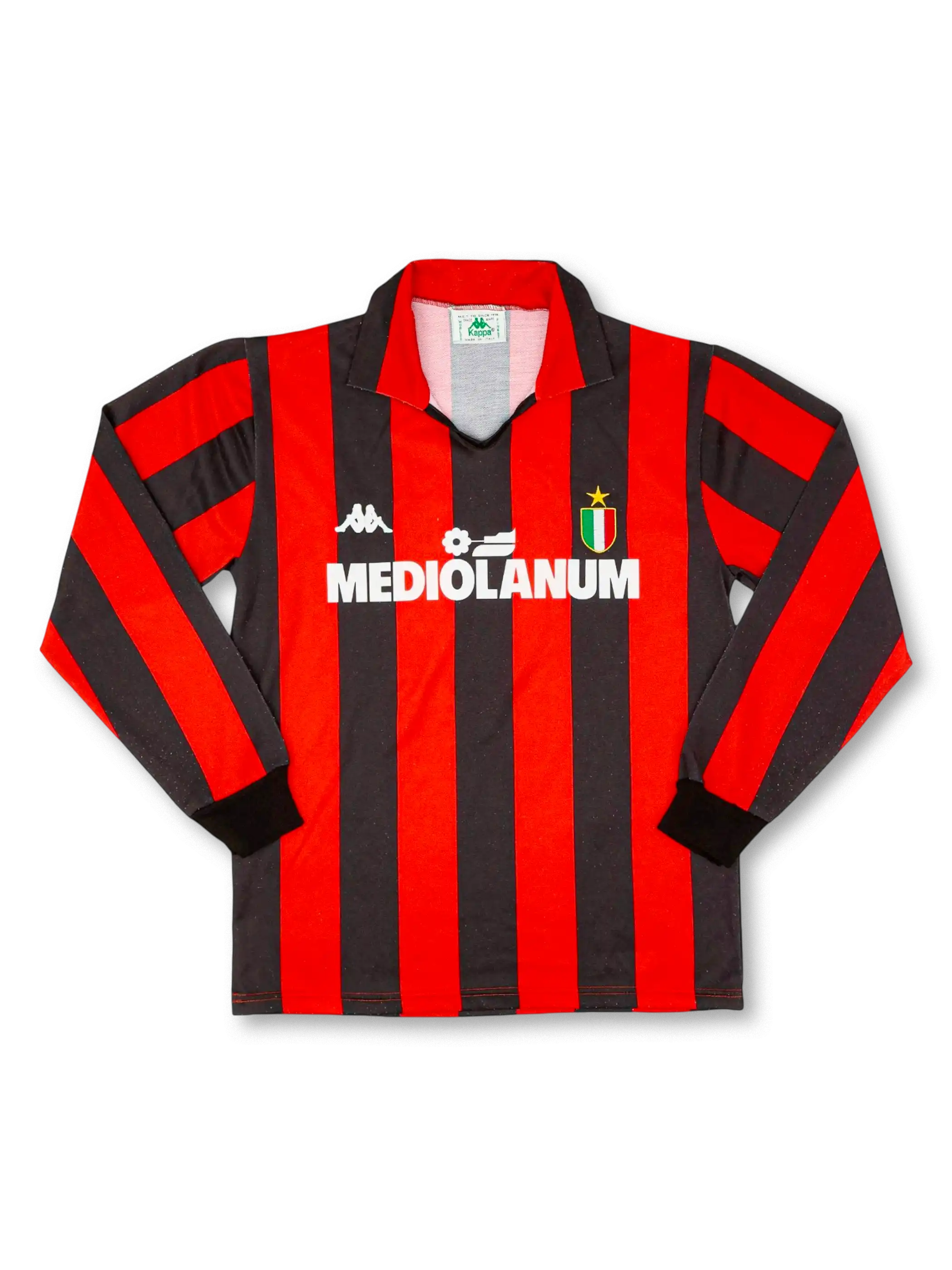 1988-89年ACミラン ホームユニフォーム 前面 赤黒ストライプ