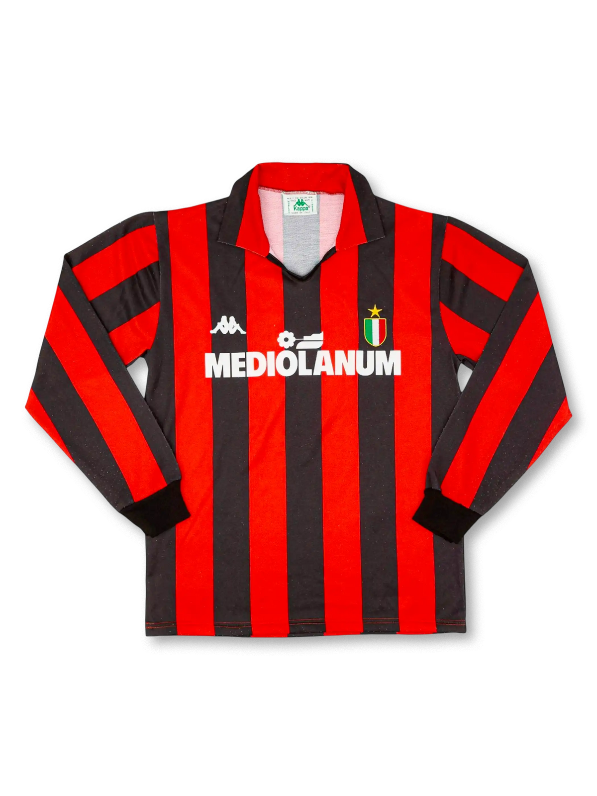 1988-89年ACミラン ホームユニフォーム 前面 赤黒ストライプ