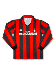1988-89年ACミラン ホームユニフォーム 前面 赤黒ストライプ