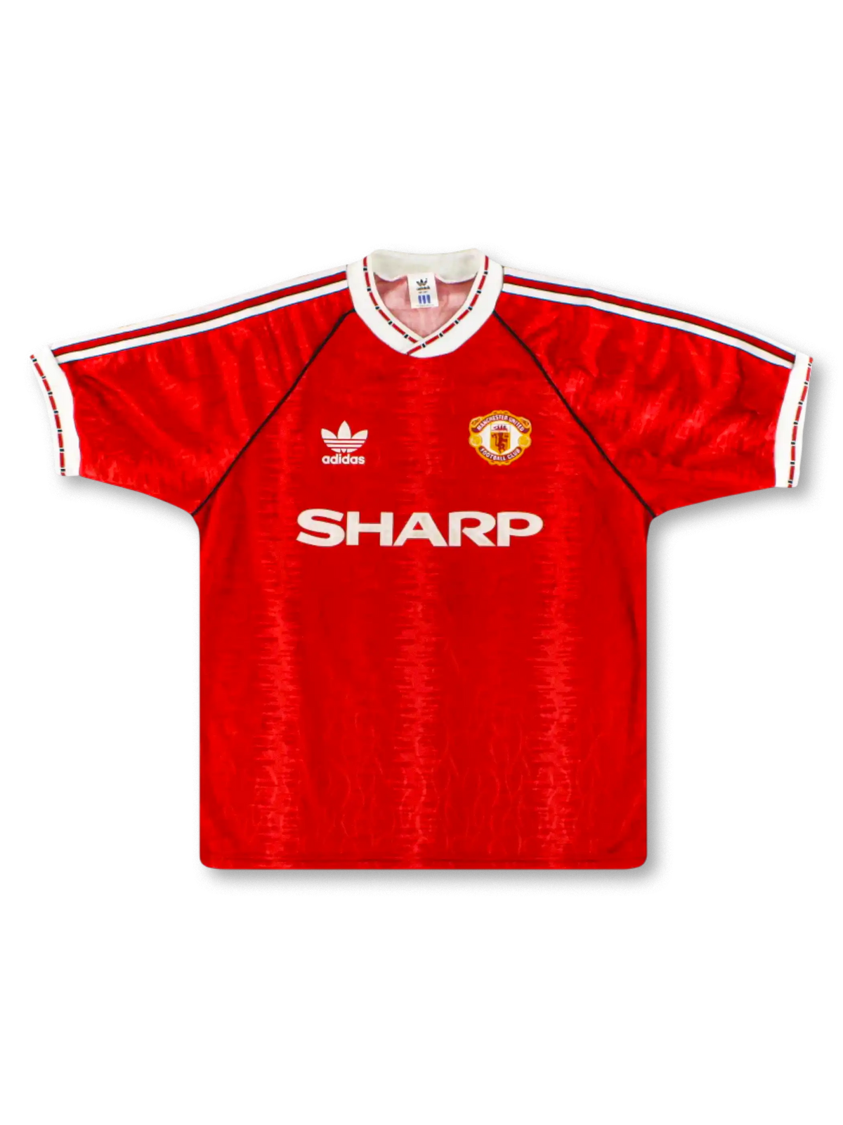 1990-92年マンチェスター・ユナイテッド ホームユニフォーム 波柄ジャカード 正面デザイン