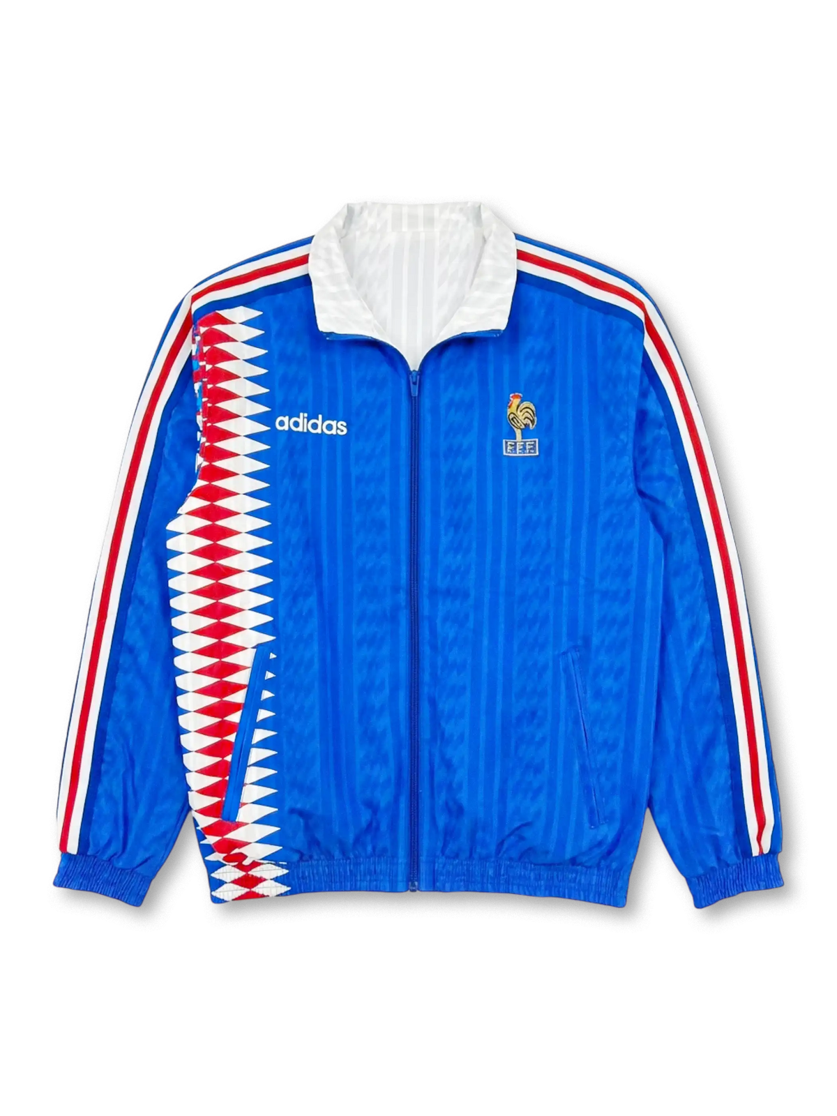 1992年 フランス代表 リバーシブル トラックジャケット ホワイト面 正面（三色幾何学復刻）