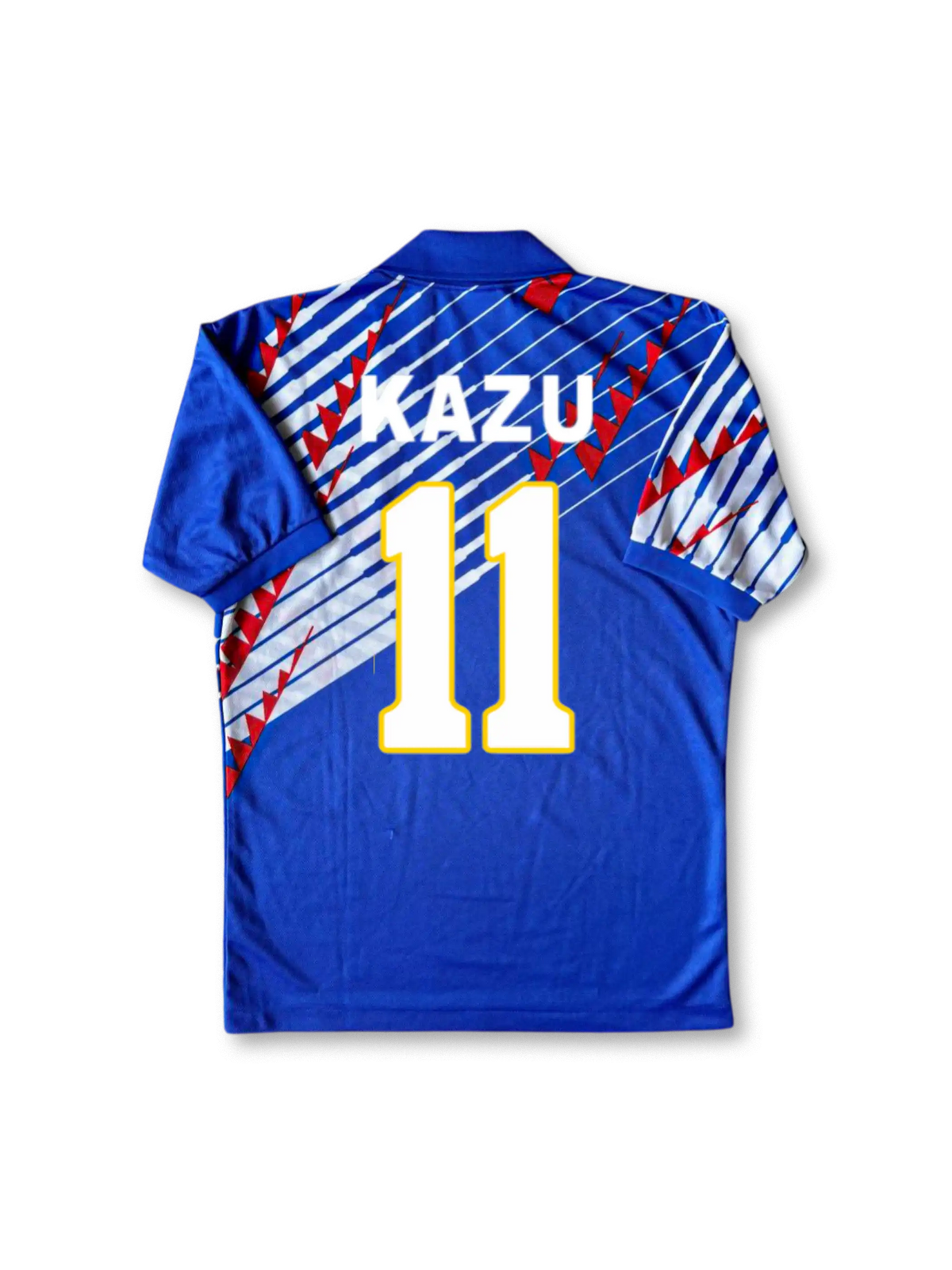1990年代レトロサッカーユニフォーム。1993年日本代表ホームキット – 三浦知良11番を昇華プリントと高機能素材で再現。