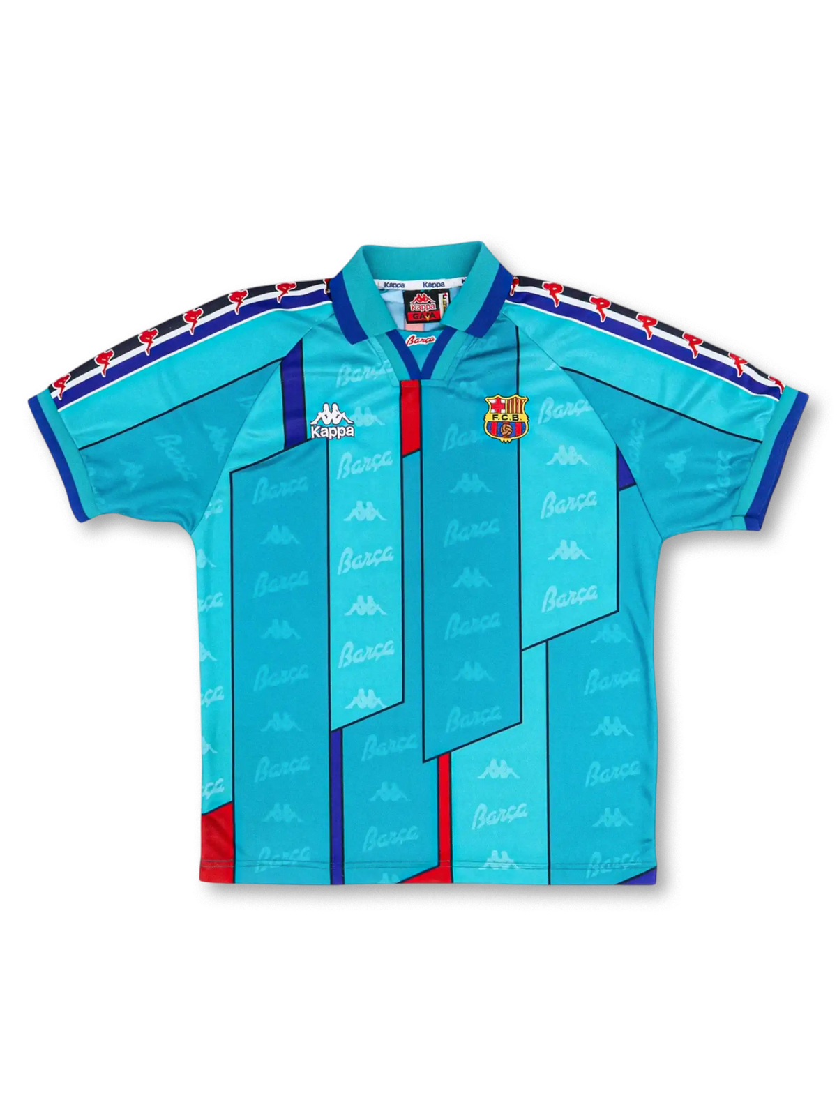 1995-97年 FCバルセロナ アウェイシャツ カッパ製 幾何学デザイン ターコイズブルー