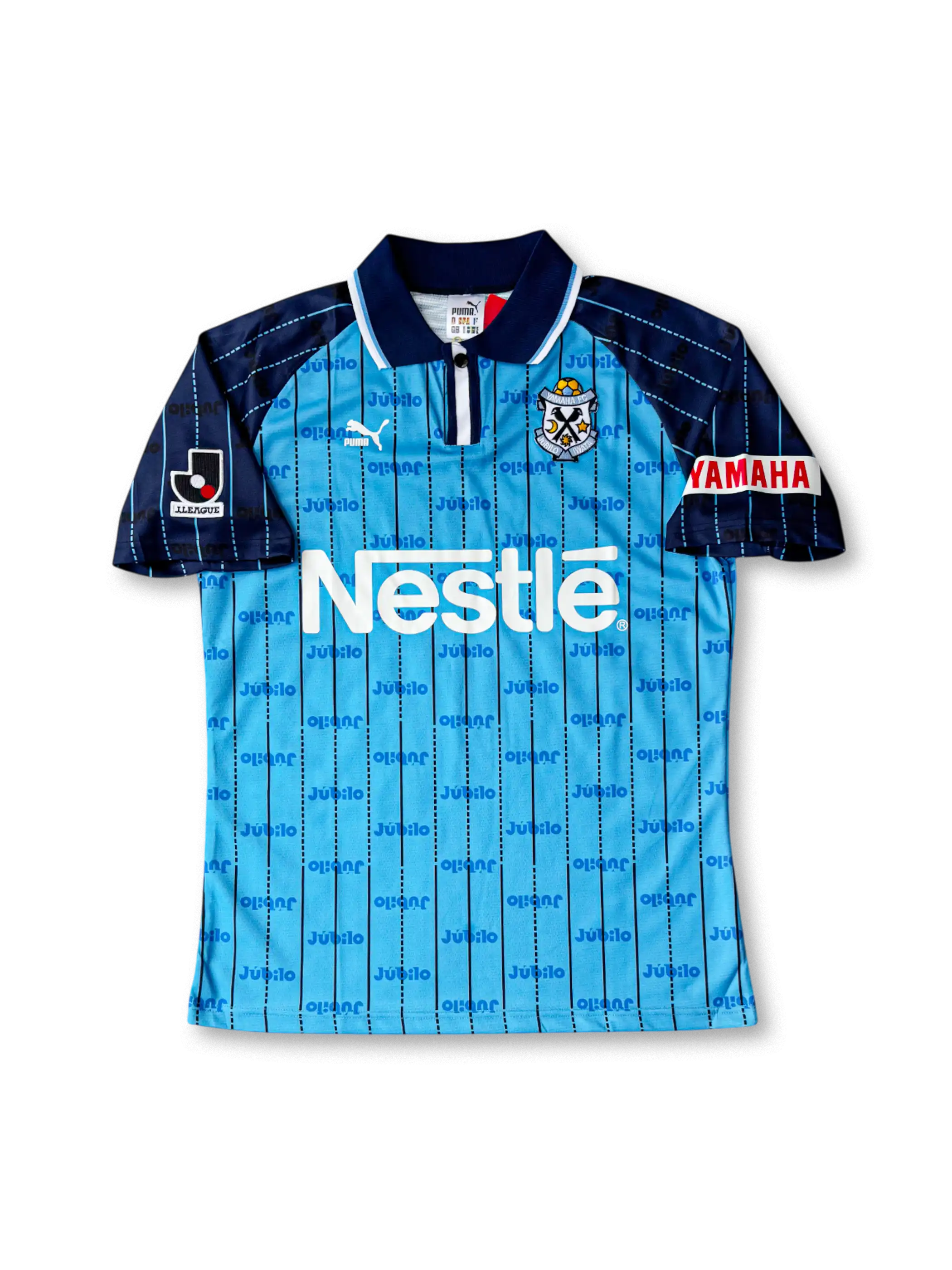 1996/97年ジュビロ磐田 ホームユニフォーム 正面、Nestléロゴ入りライトブルーデザイン