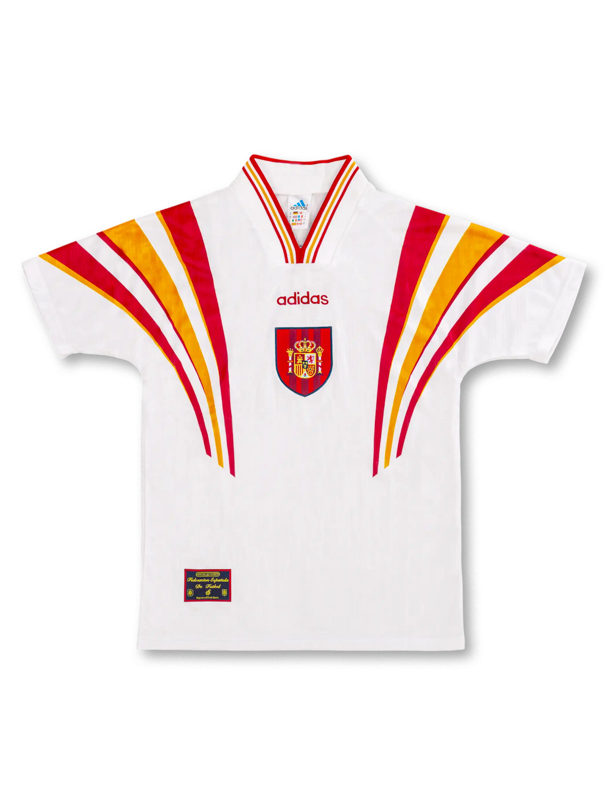1996年スペイン代表 セカンドアウェイ ユニフォーム 前面 放射ストライプデザイン