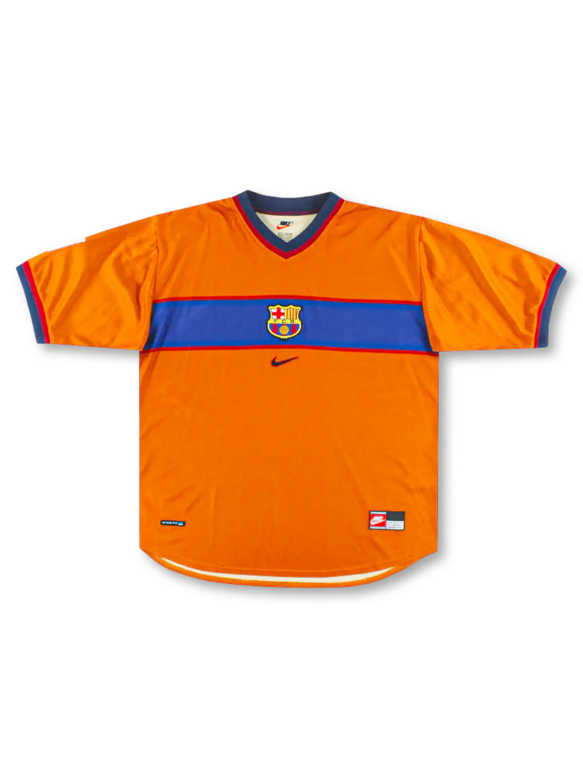 1998-00年 バルセロナ サードユニフォーム オレンジ×ブルー 正面