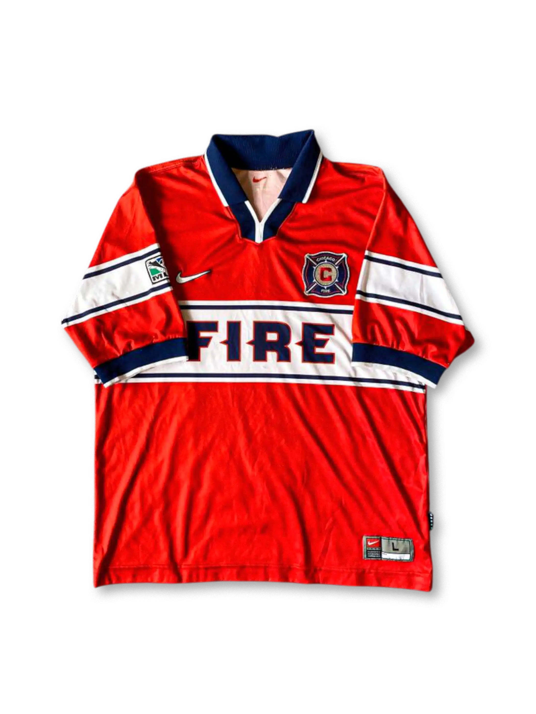 1998年シカゴ・ファイアー ホームユニフォーム “FIRE”胸帯のビンテージサッカージャージ