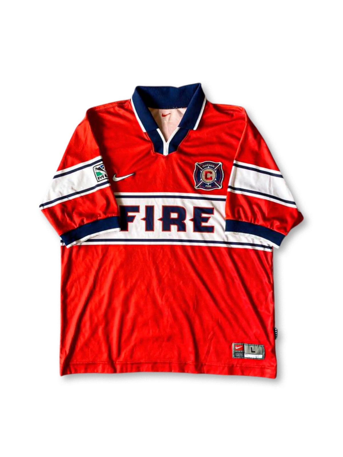 1998年シカゴ・ファイアー ホームユニフォーム “FIRE”胸帯のビンテージサッカージャージ