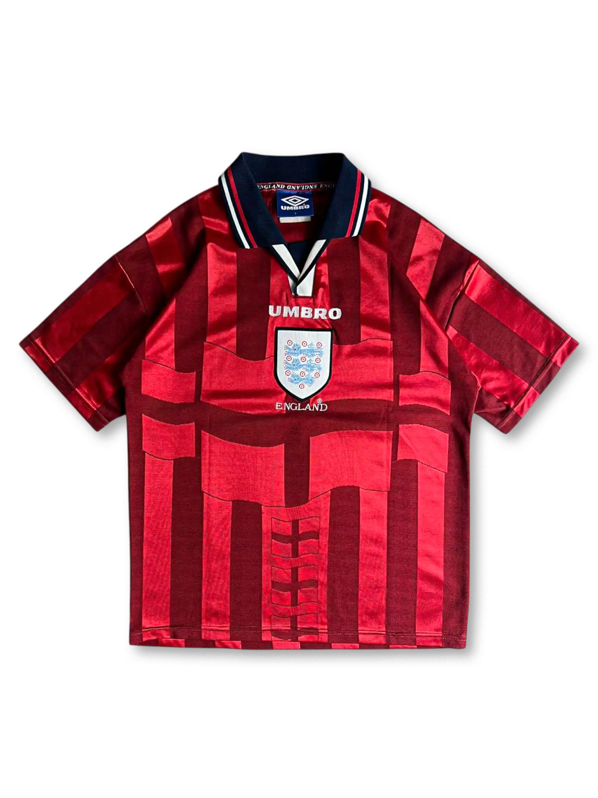 1998年イングランド代表アウェイユニフォーム、クロスモチーフ入りUMBRO製ビンテージサッカージャージ、フランスW杯モデル