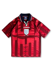 1998年イングランド代表アウェイユニフォーム、クロスモチーフ入りUMBRO製ビンテージサッカージャージ、フランスW杯モデル